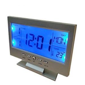 Reloj Despertador LCD con control de voz y temperatura
