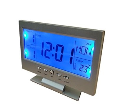 Reloj Despertador LCD con control de voz y temperatura