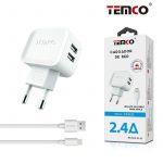 PACK CARGADOR 2.4A + LIGHTNING 2A 1M BLANCO