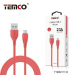 CABLE 2.1A 1M MICRO USB ROJO