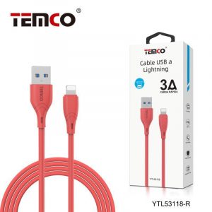 CABLE 3A 1M LIGHTNING ROJO