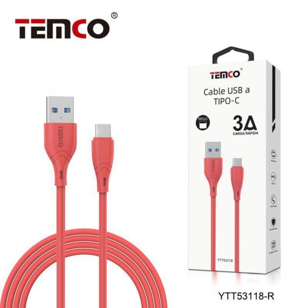 CABLE 3A 1M TIPO C ROJO
