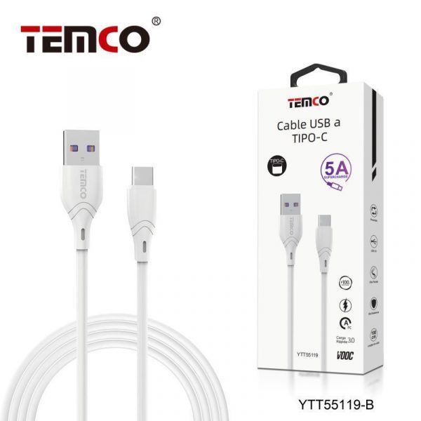 CABLE SUPERCHARGE 5A 1M TIPO C BLANCO