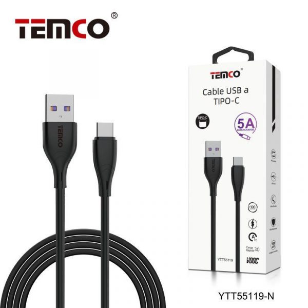 CABLE SUPERCHARGE 5A 1M TIPO C NEGRO