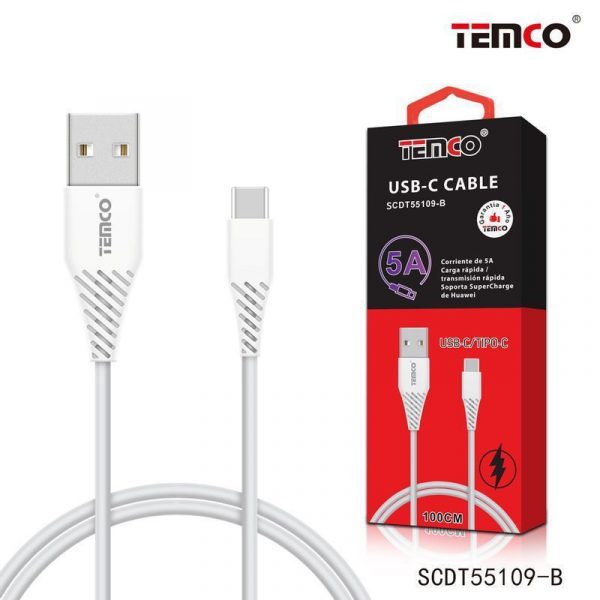 CABLE TPE 5A 1M TIPO-C BLANCO