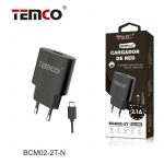 PACK CARGADOR 2.1A + TIPO C 2A 1M NEGRO